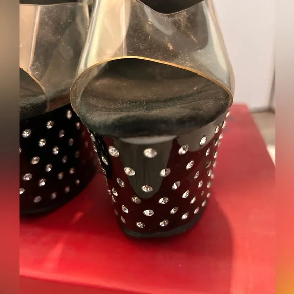 Pleaser Stardust Black Rhinestone Platform heels. - Picture 6 of 14